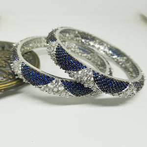 Hs 4688 Silver plated Encrusted with tappered and Sapphire stones