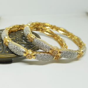 Hs 4819 Double tone Gold plated Bangles pair