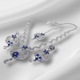 Hnk 7078 Silver plated Ad zircon Necklace set (Sapphire)