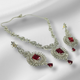 Hnk 7156 Silver plated Zirconia Necklace set (Ruby)