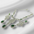 Hnk 7183 Silver Plated Zirconia Necklace set (Emerald)