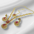 Hnk 7211 Gold plated Necklace set (Ruby)