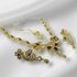 Hnk 7214 Gold plated Necklace set (Sapphire)