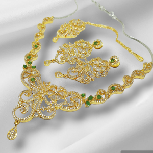 Hnk 7272 Gold plated Ad zirconia Necklace Set