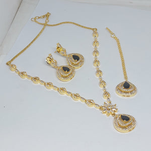 Hnk 7226 Gold plated Necklace set (Black)