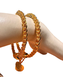 Hs 4903 Gold look coin bangles pair