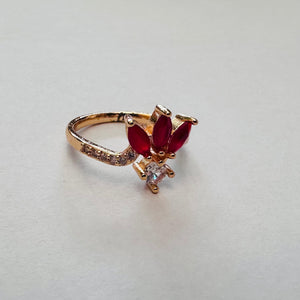 Hb 1562 Rose Gold plated Ring(Red)