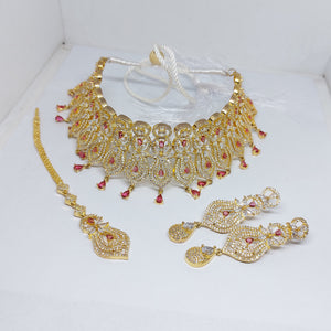 HBS 0081 Gold Plated Ad Zirconia Bridal set