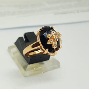 Hb 1436 Rose gold plated Ring(Blk)