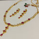 Hnk 7010 Gold plated necklace set (Ruby)