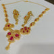 Hnk 7085 Gold plated Ad zircon Necklace set (Ruby)