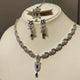 Hnk 7243 Silver plated Necklace set (Sapphire)