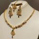 Hnk 7239 Gold plated Necklace set (Sapphire)